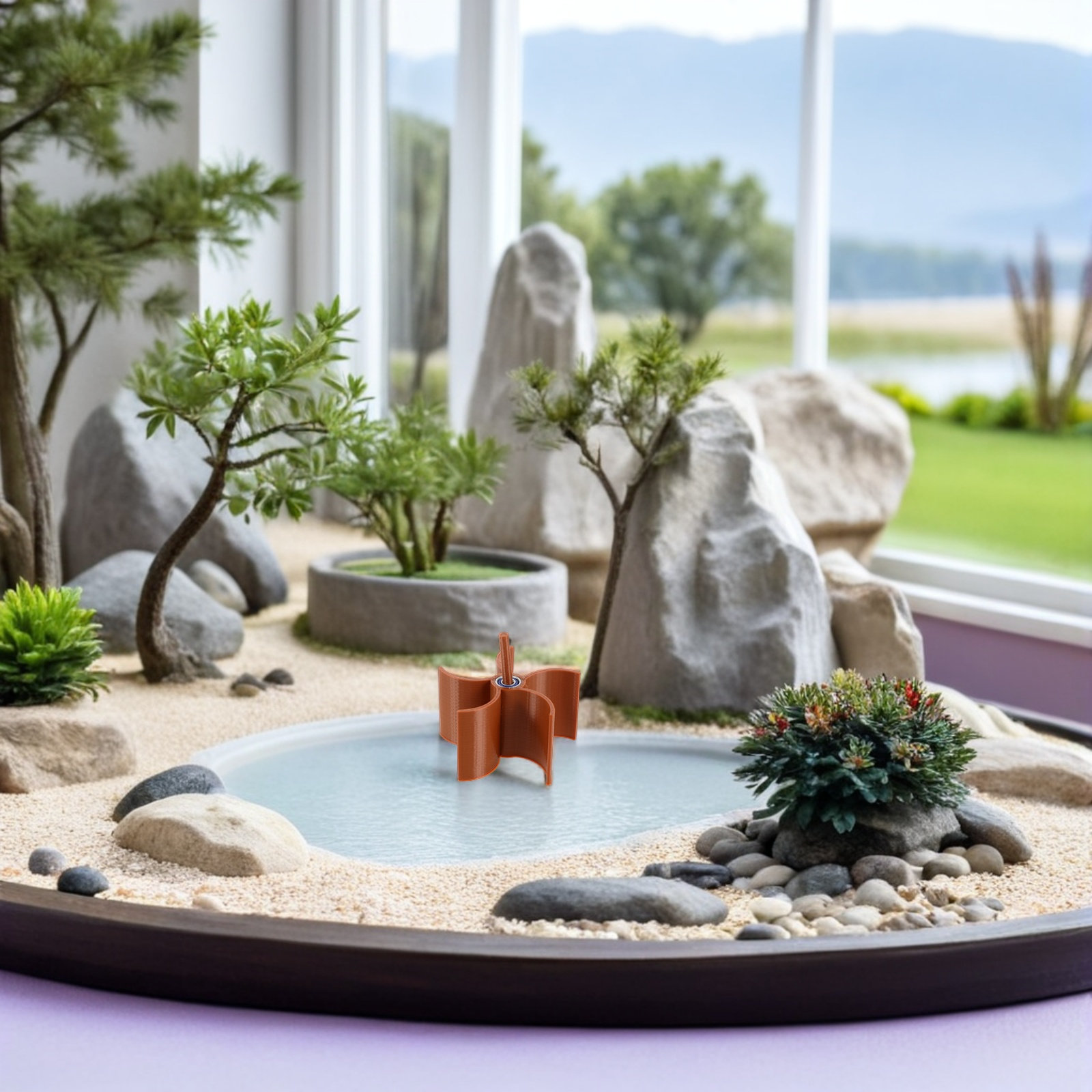Aquarium Fish Accessories - Small Rockery Fountain Water Wheel Aquarium