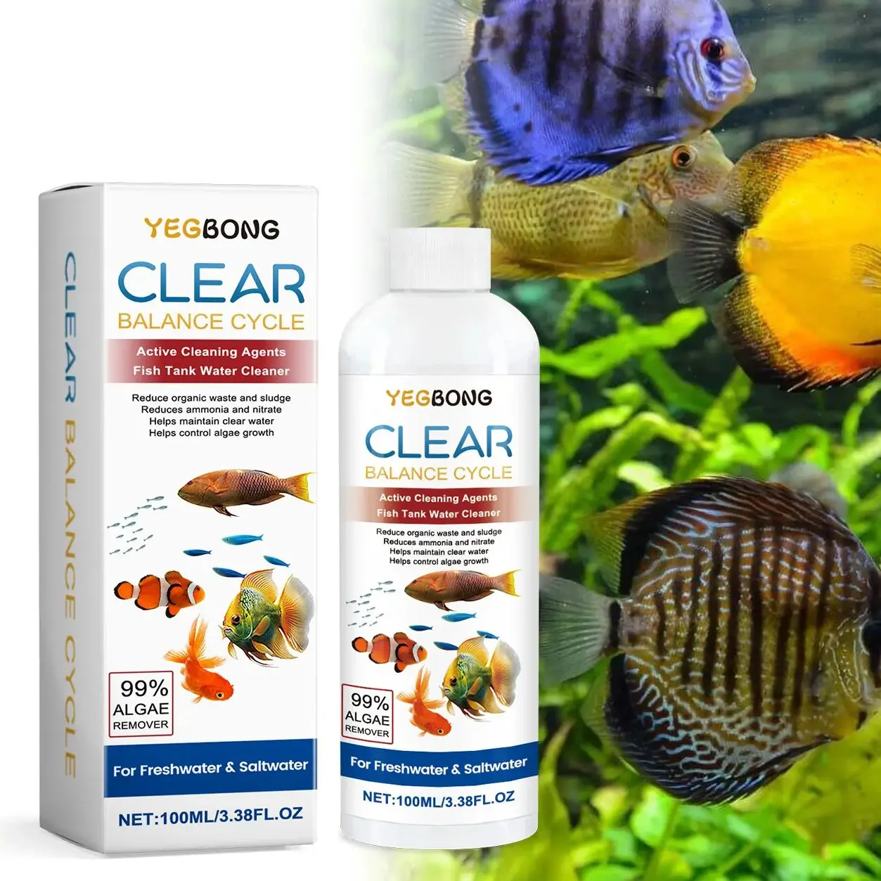 Aquarium Fish Waste Collector - Algae Remover for Fish Tanks, Clear