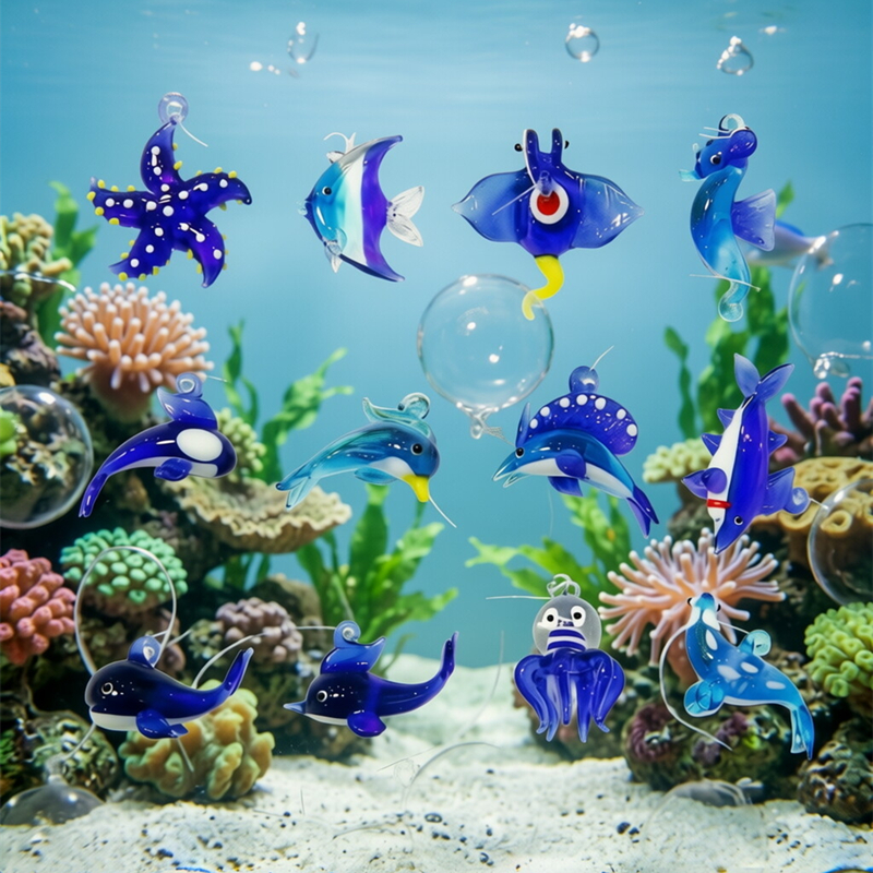 Aquarium Fish Shark - Floating Glass Marine Animal Pendant Aquarium