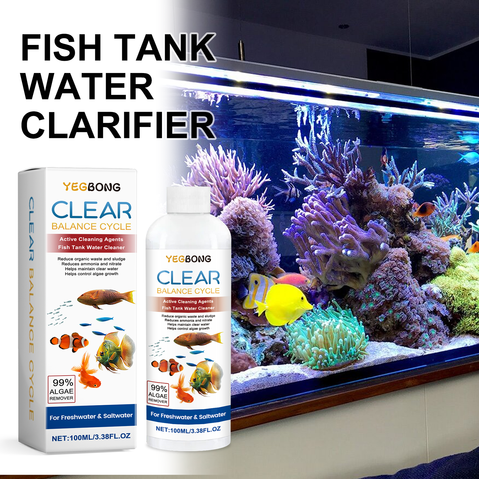Aquarium Water Clarifier 100ml - огляд і ціна Aquarium Fish Waste Collector