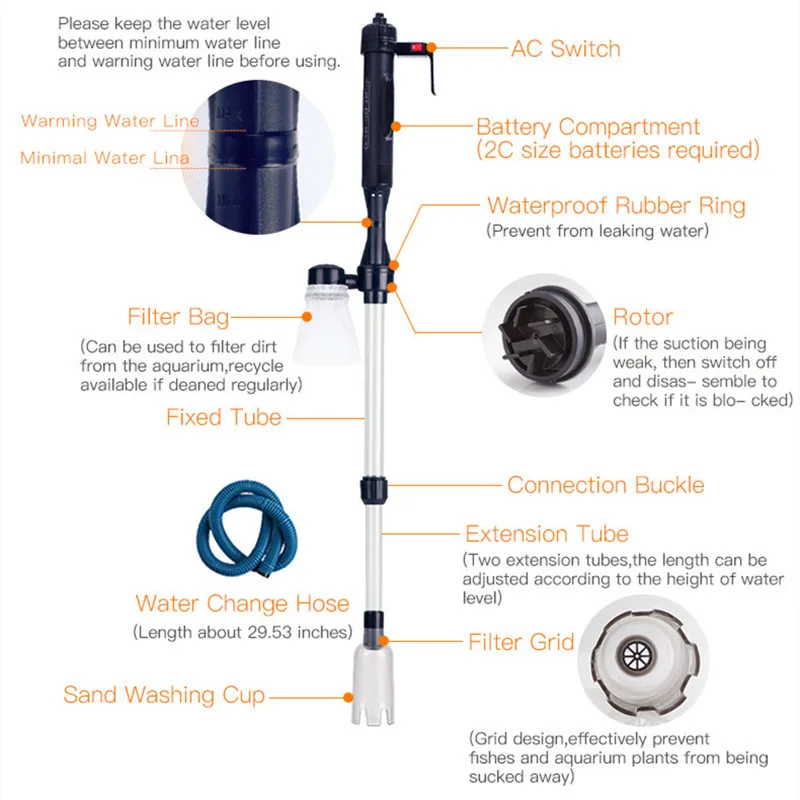 Electric Water Changer Vacuum  - огляд і ціна Aquarium Fish Waste Collector
